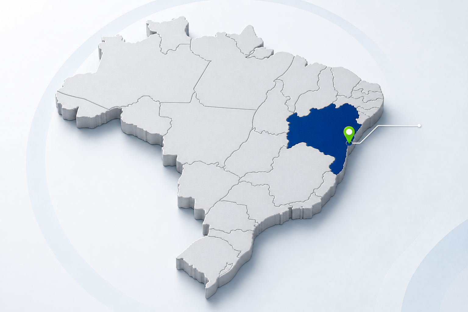 Mapa 3D do Brasil com o estado da Bahia destacado